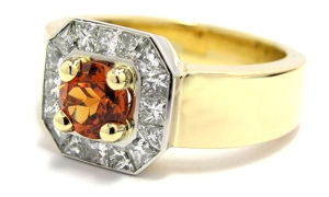 bague grenat mandarin diamant.