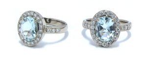 Bague aigue marine et diamants
