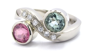 Bague aigue marine tourmaline rose - Niederländer
