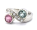Bague aigue marine tourmaline rose