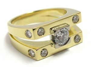 Bague diamants en or jaune 18 carats