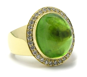 Bague tourmaline verte et diamants