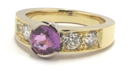 Bague saphir rose diamants