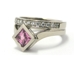 Bague tourmaline rose diamant.
