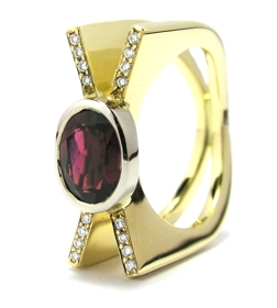 Bague tourmaline rouge ovale - Niederländer