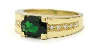 Bague tourmaline verte et diamants
