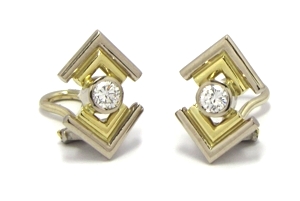 Boucles d'oreilles diamant bicolores