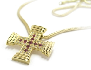 Pendentif croix rubis diamants - Niederländer